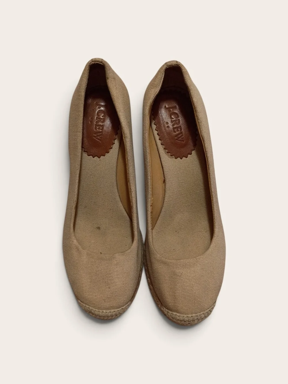 J. Crew Beige Canvas Espadrille Wedges
